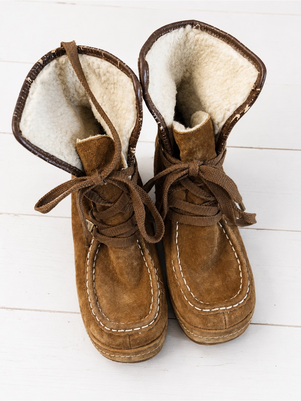 Rocket Dog Brown Suede Lace-Up Ankle Booties with Sherpa Lining 6.5